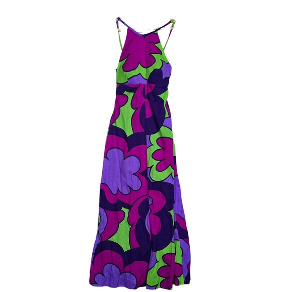 Otaheite Lahaina Dresses & Skirts - VTG BARKCLOTH Otahexte Lahaina Maxi Dress Purple Green Psychedelic Floral 60/70s